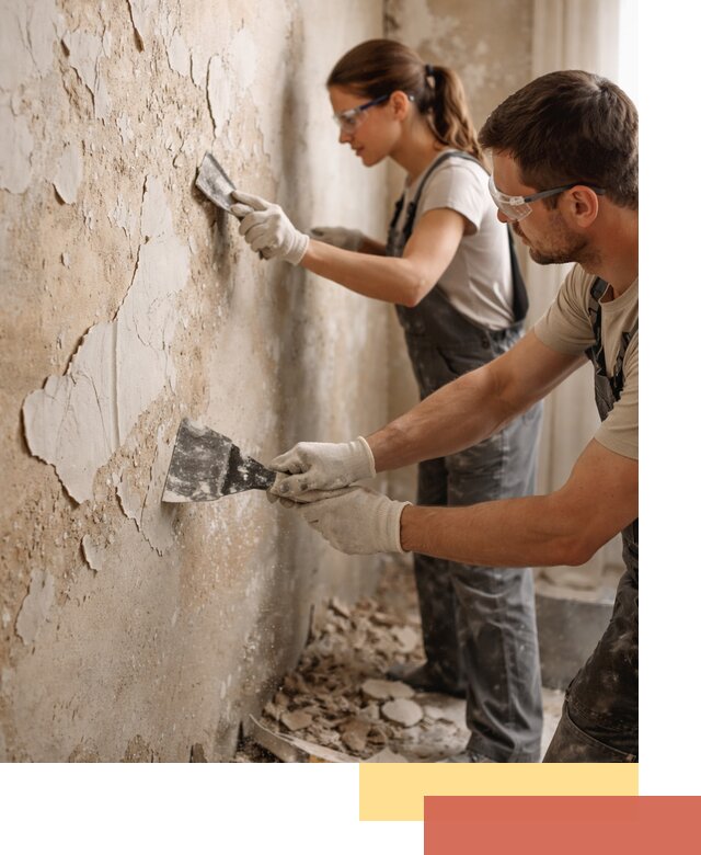Снятие старой шпаклевки и подготовка поверхностей в Озерске