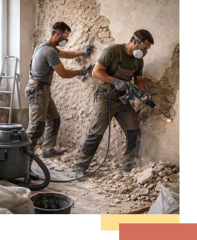 Демонтаж штукатурки со стен в Озерске быстро и аккуратно