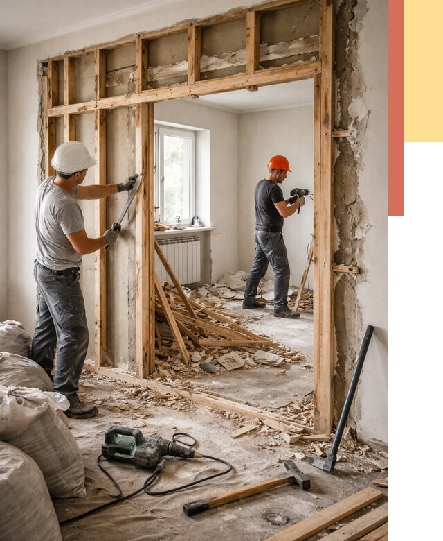 Демонтаж деревянных перегородок в Озерске от 3245 руб. — быстро и недорого | ОТДЕЛОЧНИК-Озр