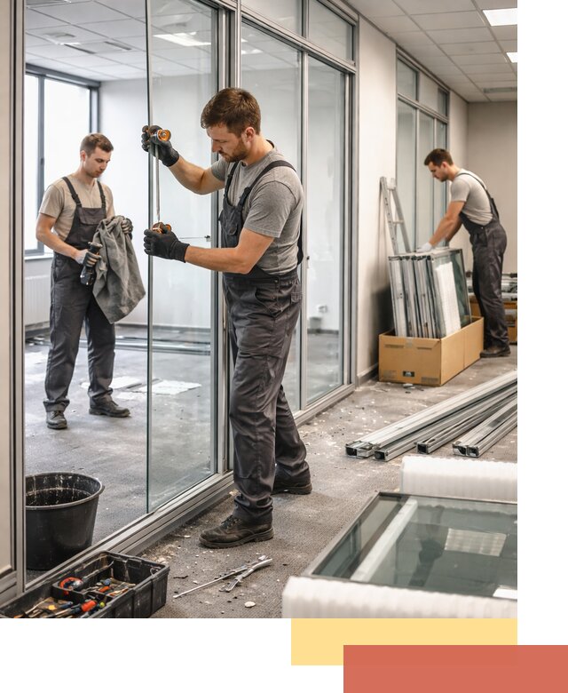 Демонтаж стеклянных перегородок в Озерске быстро и безопасно