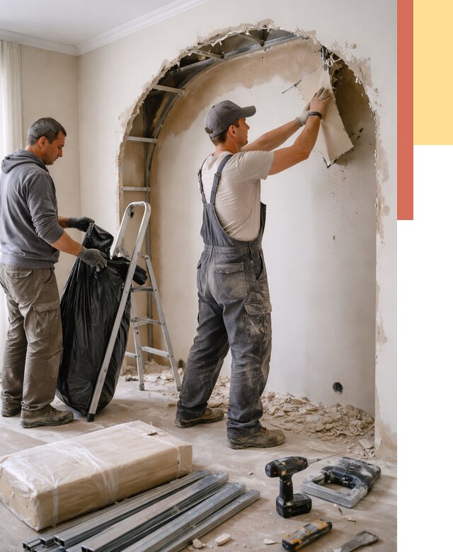 Демонтаж арки из гипсокартона в Озерске от 3550 руб. — услуги под ключ | ОТДЕЛОЧНИК-Озр