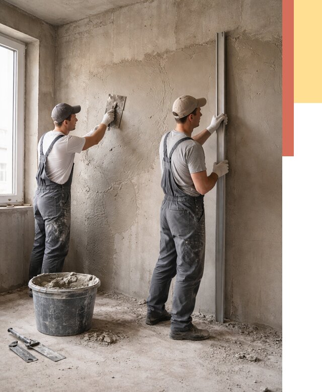 Штукатурка бетонных стен в Озерске от 4564 руб/м² — качественно и быстро | ОТДЕЛОЧНИК-Озр