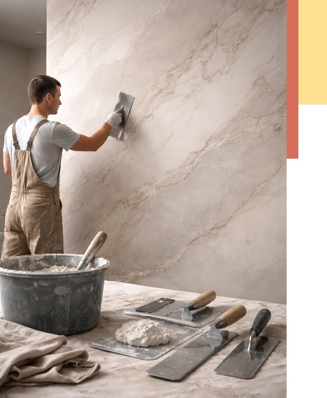 Декоративная штукатурка под мрамор в Озерске от 2840 руб./м² — быстро и недорого | ОТДЕЛОЧНИК-Озр