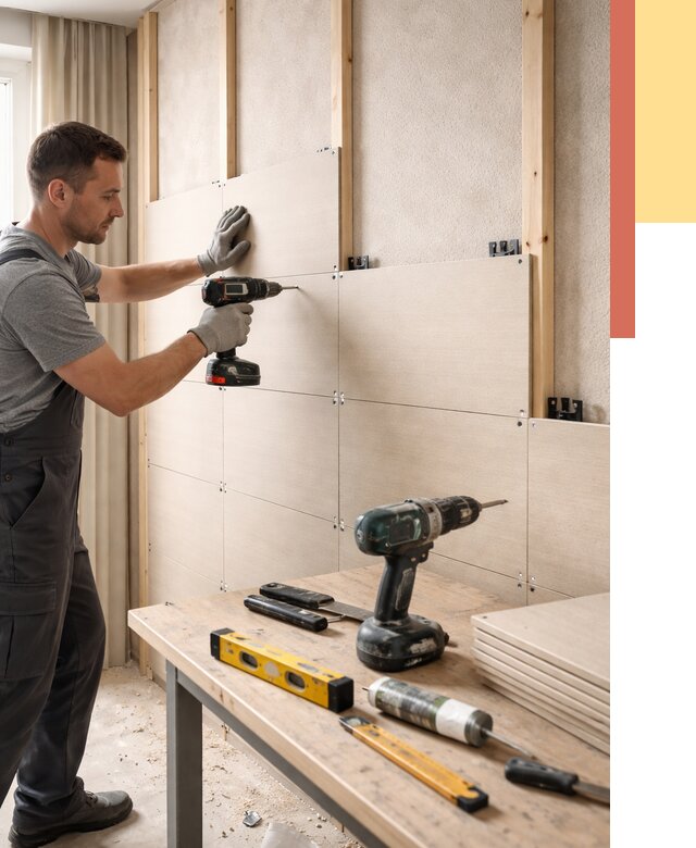 Монтаж МДФ панелей на стены в Озерске от 1268 руб. под ключ | ОТДЕЛОЧНИК-Озр