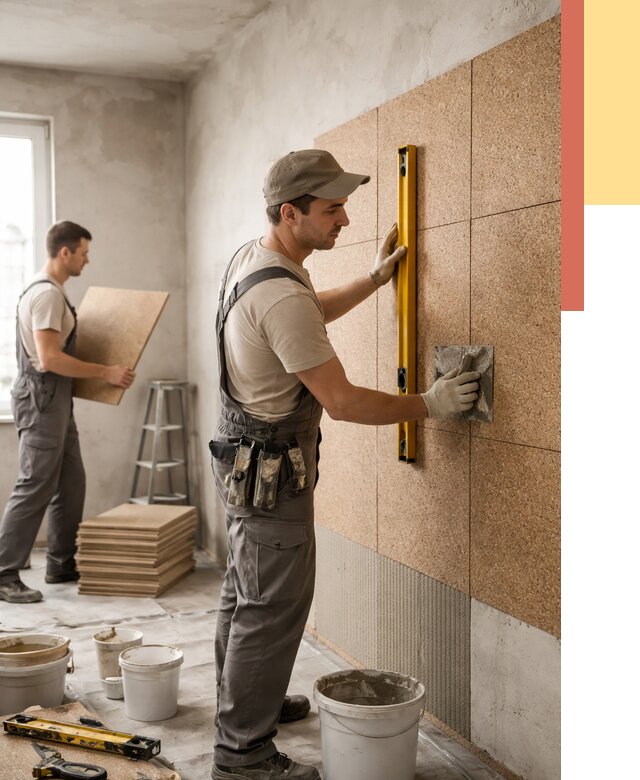 Монтаж пробковых панелей на стены в Озерске от 3550 руб. — ОТДЕЛОЧНИК-Озр