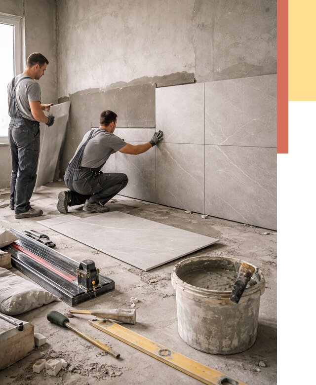 Облицовка стен керамогранитом в Озерске от 4260 руб./м² — услуги под ключ | ОТДЕЛОЧНИК-Озр