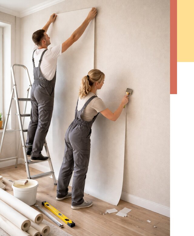 Поклейка флизелиновых обоев в Озерске от 6085 руб. | Быстро и недорого — ОТДЕЛОЧНИК-Озр