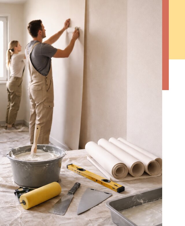 Поклейка бумажных обоев в Озерске от 5578 руб./м2 — быстро и недорого | ОТДЕЛОЧНИК-Озр