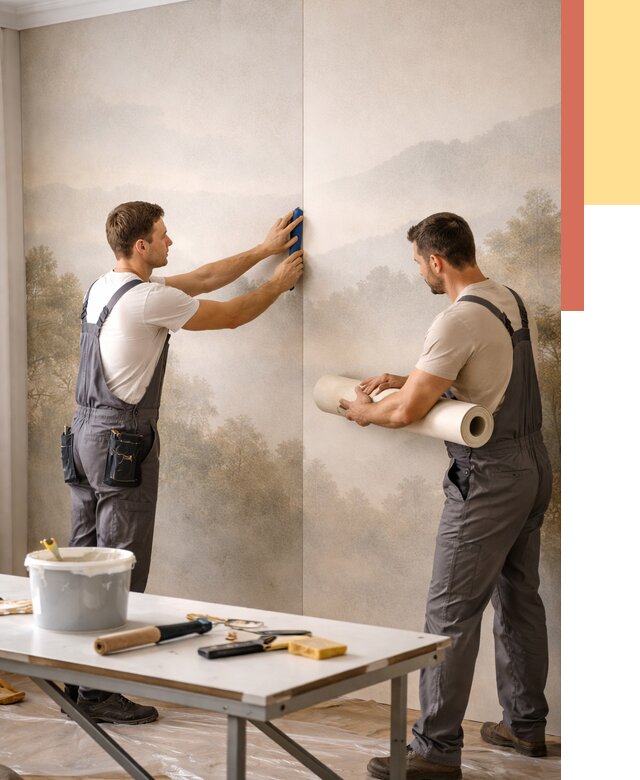 Поклейка фотообоев в Озерске от 8621 руб/м² — быстро и недорого | ОТДЕЛОЧНИК-Озр