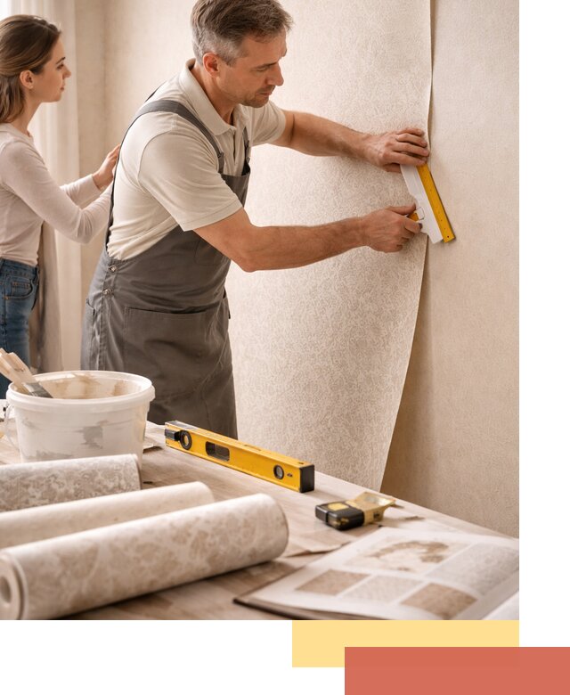 Поклейка обоев с подбором рисунка в Озерске