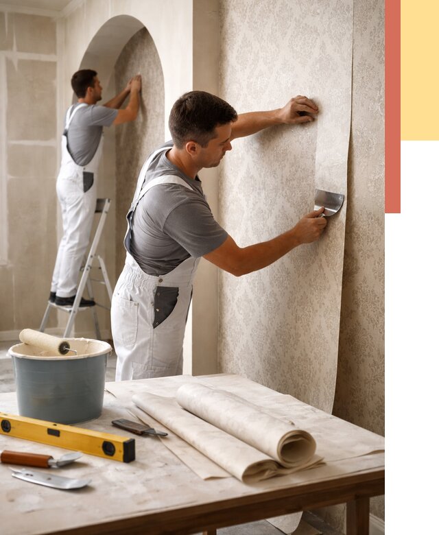 Поклейка обоев на сложные стены в Озерске от 2840 руб. под ключ | ОТДЕЛОЧНИК-Озр