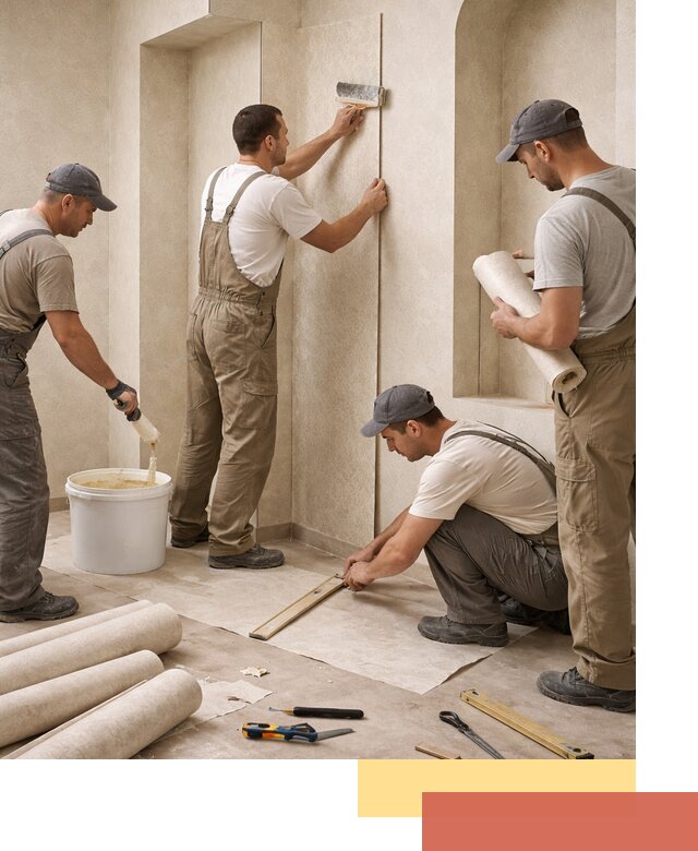 Поклейка обоев на сложные стены и неровные поверхности в Озерске