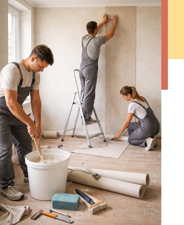 Оклейка стен обоями в Озерске от 3550 руб/м2 — быстро и недорого | ОТДЕЛОЧНИК-Озр