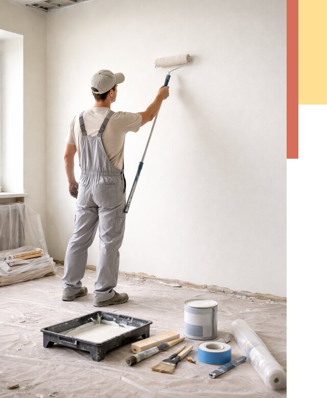 Покраска стен водоэмульсионной краской в Озерске от 456 руб. за м² | ОТДЕЛОЧНИК-Озр