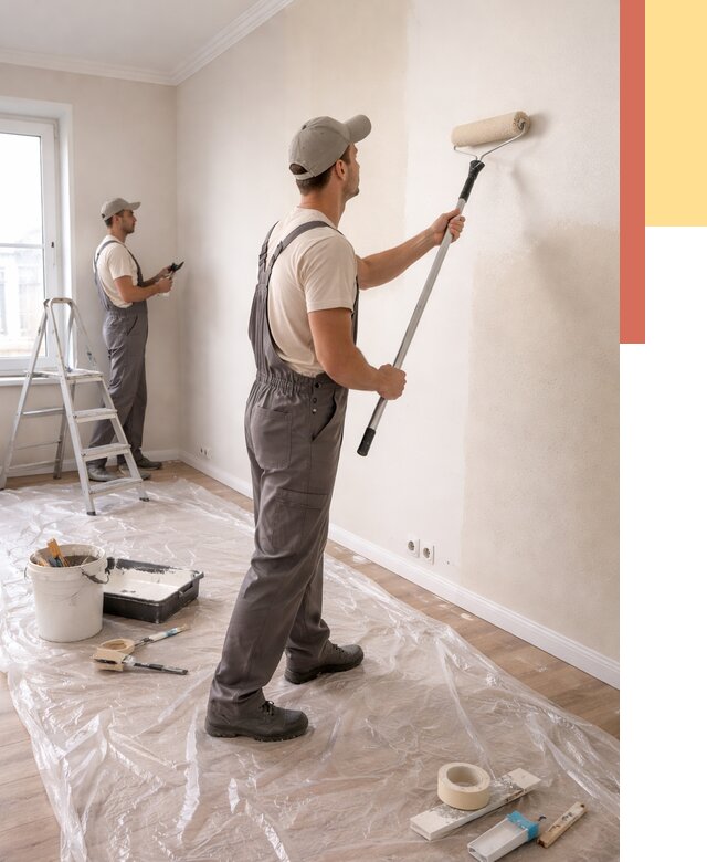 Покраска стен акриловой краской в Озерске от 3550 руб./м² — быстро и недорого | ОТДЕЛОЧНИК-Озр