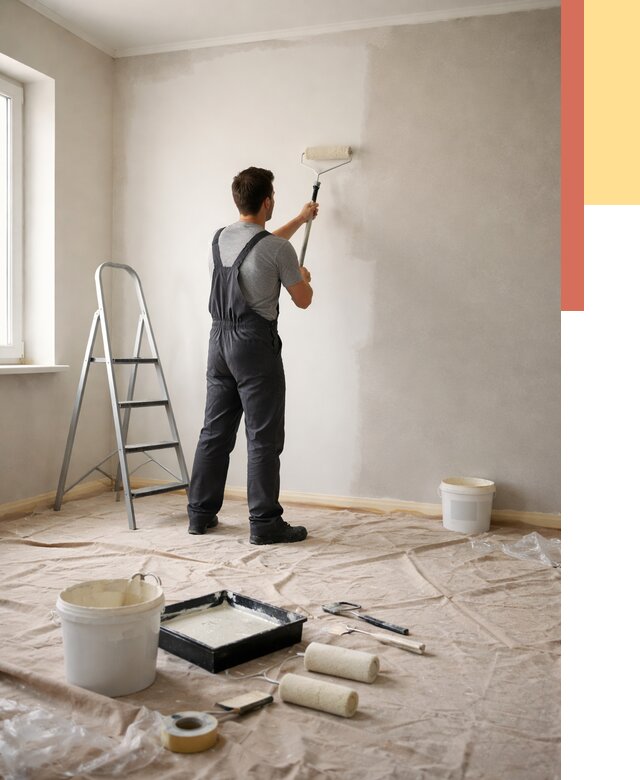 Покраска стен моющейся краской в Озерске от 355 руб./м² — быстро и недорого | ОТДЕЛОЧНИК-Озр