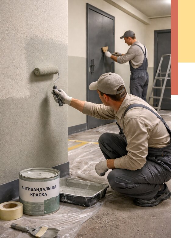Покраска стен антивандальной краской в Озерске от 4564 руб./м² под ключ | ОТДЕЛОЧНИК-Озр