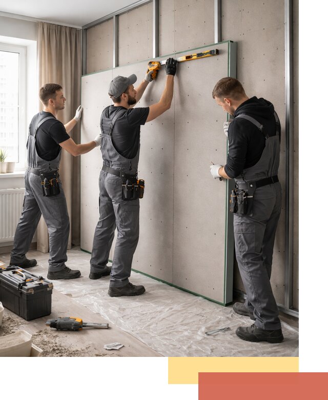 Шумоизоляция стен панелями ЗИПС в Озерске для жилых и коммерческих помещений