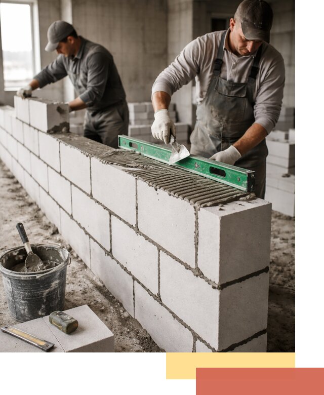 Кладка перегородок из газобетона в Озерске быстро и качественно