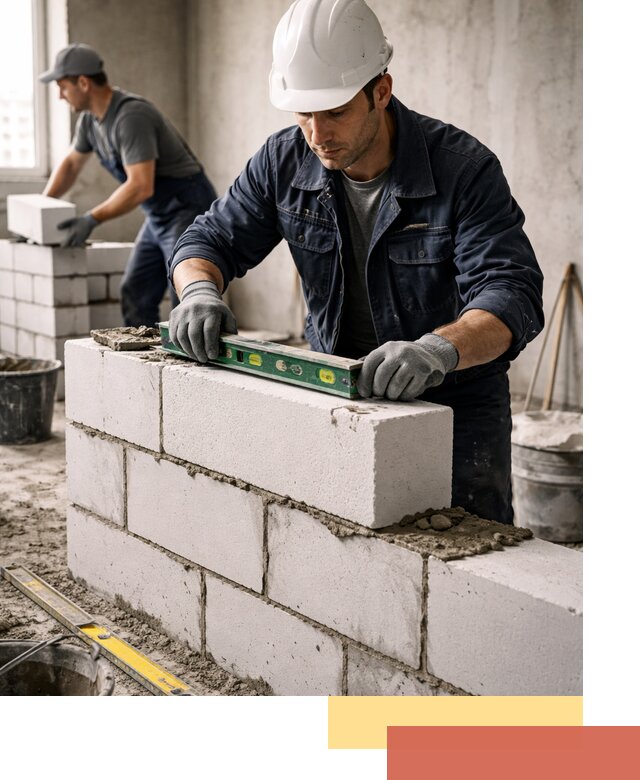 Кладка перегородок из пеноблока под ключ в Озерске