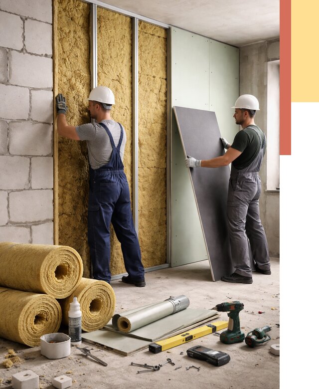 Шумоизоляция перегородок из блоков в Озерске от 1876 руб./м² — быстро и недорого | ОТДЕЛОЧНИК-Озр