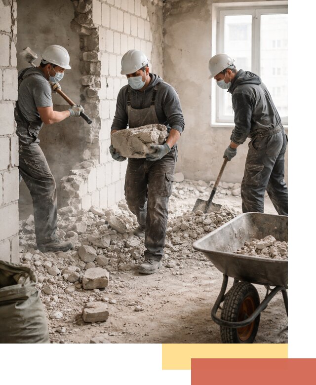 Демонтаж блочных перегородок в Озерске быстро и аккуратно