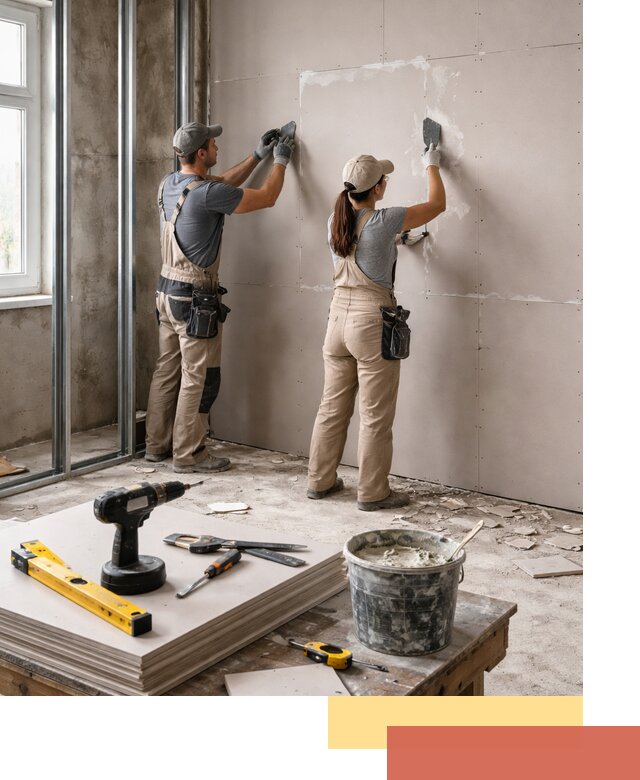 Монтаж двухслойной перегородки из гипсокартона в Озерске