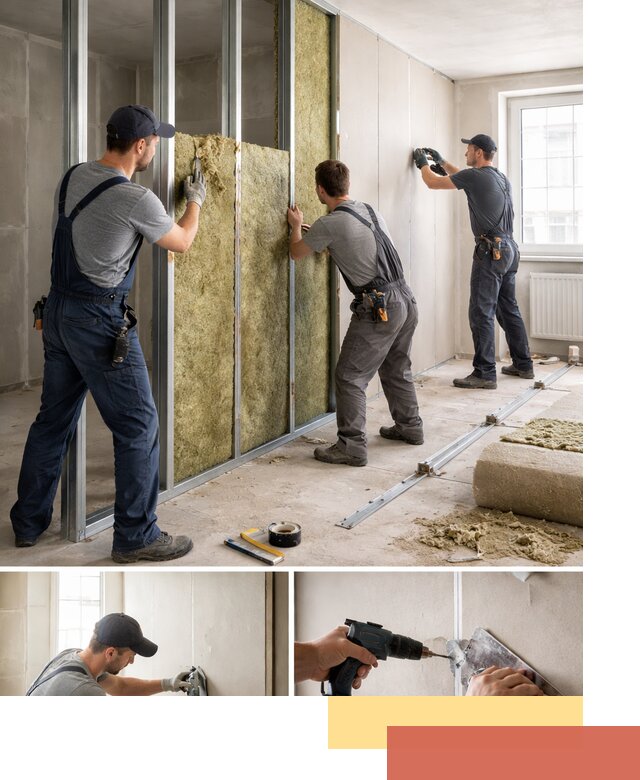 Перегородка из гипсокартона с шумоизоляцией в Озерске — монтаж под ключ