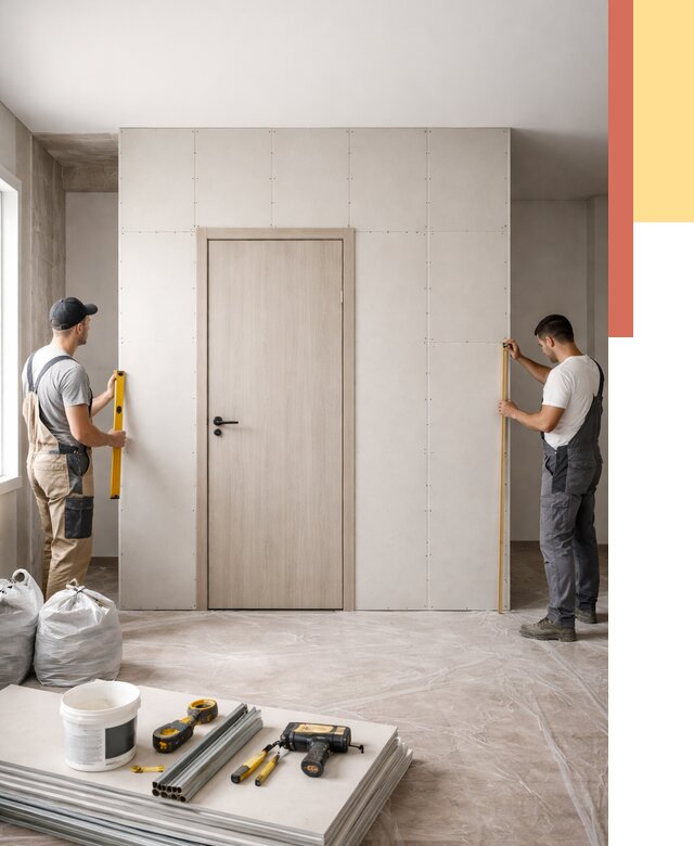 Перегородка из гипсокартона с дверью в Озерске от 4564 руб. под ключ | ОТДЕЛОЧНИК-Озр