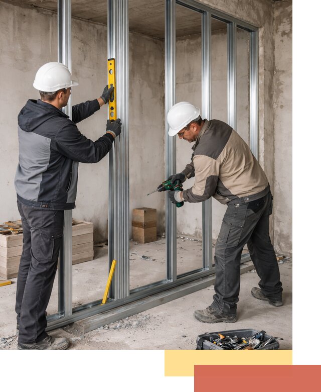 Монтаж каркаса перегородки из профиля в Озерске