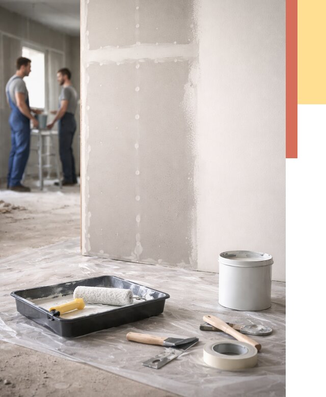 Покраска перегородок из гипсокартона в Озерске от 4564 руб. под ключ | ОТДЕЛОЧНИК-Озр