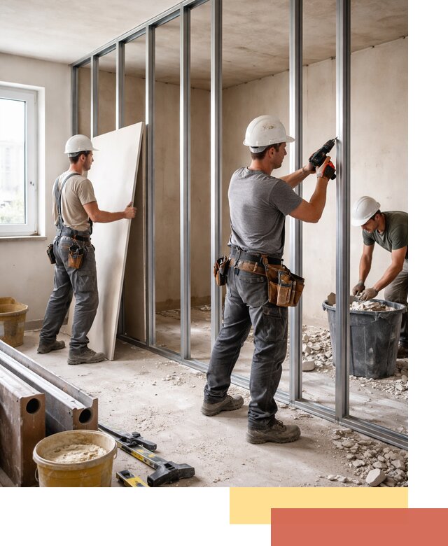 Перенос гипсокартонной перегородки в Озерске профессионально и быстро