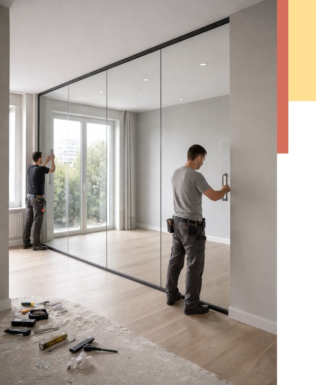 Изготовление стеклянных перегородок в Озерске от 12525 руб. под ключ | ОТДЕЛОЧНИК-Озр