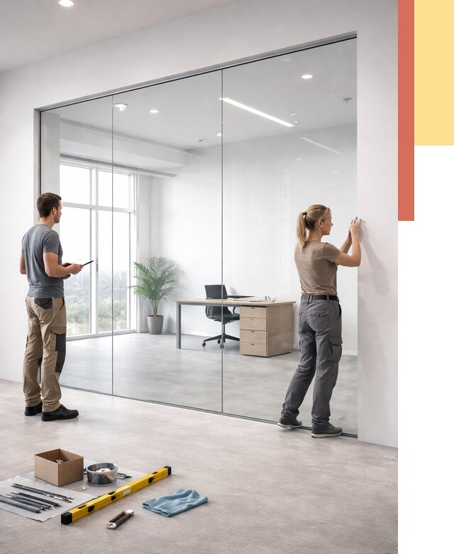 Перегородки из закаленного стекла в Озерске от 9635 руб. под ключ | ОТДЕЛОЧНИК-Озр