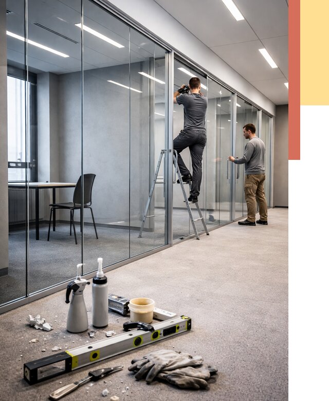 Стеклянные офисные перегородки в Озерске от 8621 руб. — монтаж и установка | ОТДЕЛОЧНИК-Озр