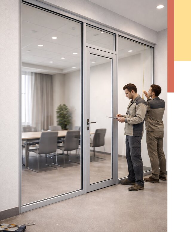 Установка и монтаж алюминиевых перегородок со стеклом в Озерске от 8316 руб. | ОТДЕЛОЧНИК-Озр