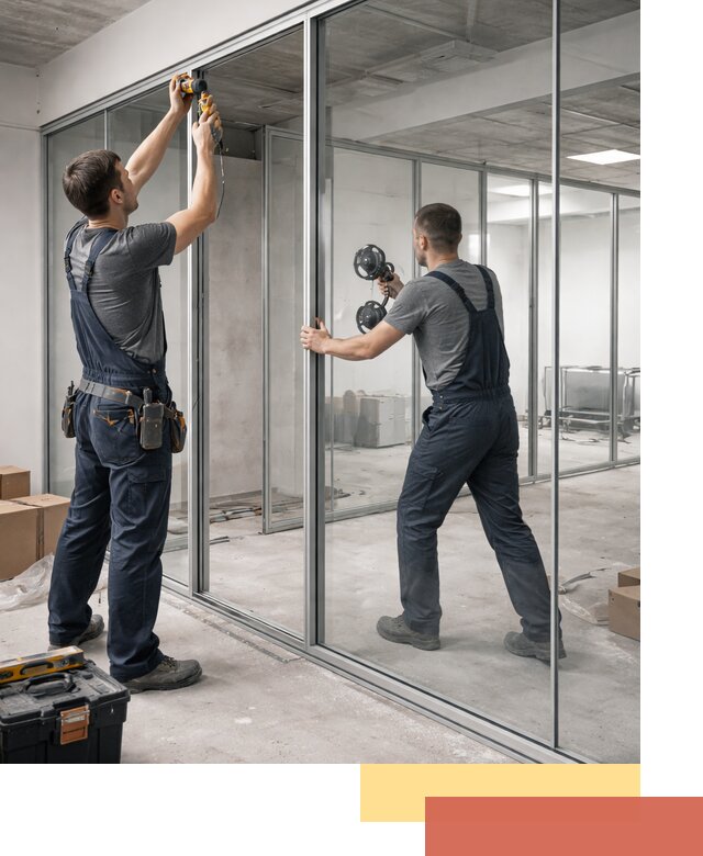 Алюминиевые перегородки со стеклом в Озерске — изготовление и монтаж