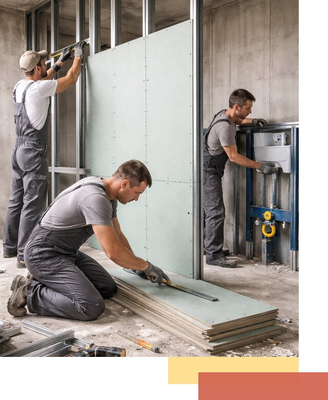 Монтаж и ремонт сантехнических перегородок в Озерске