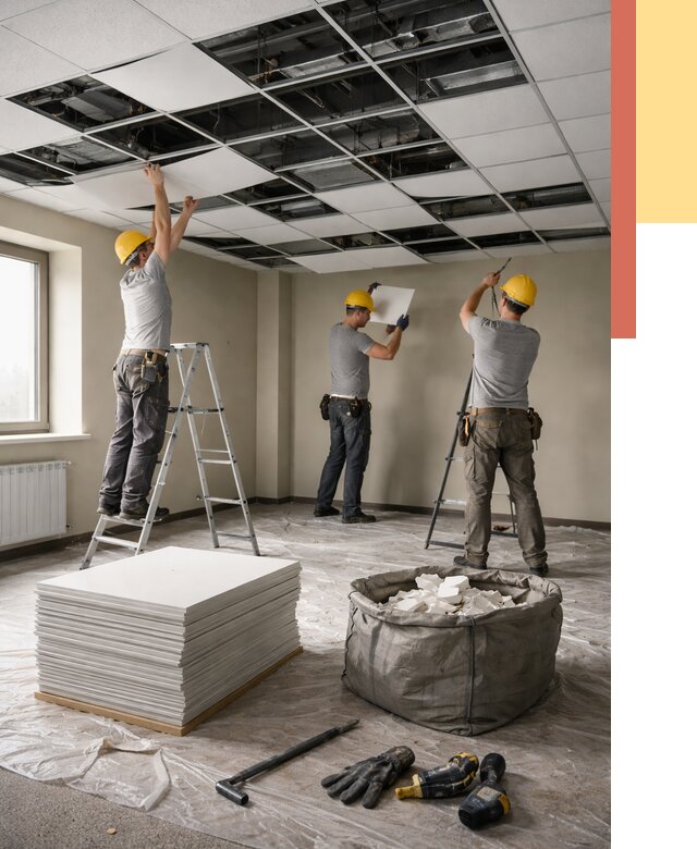 Демонтаж потолка Армстронг в Озерске от 4564 руб. быстро и недорого | ОТДЕЛОЧНИК-Озр