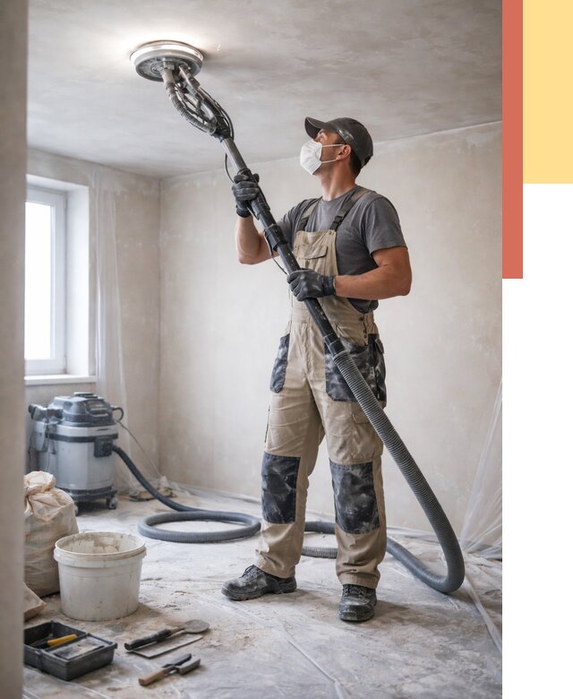 Шлифовка потолка в Озерске от 3550 руб. — услуги шлифования потолка | ОТДЕЛОЧНИК-Озр