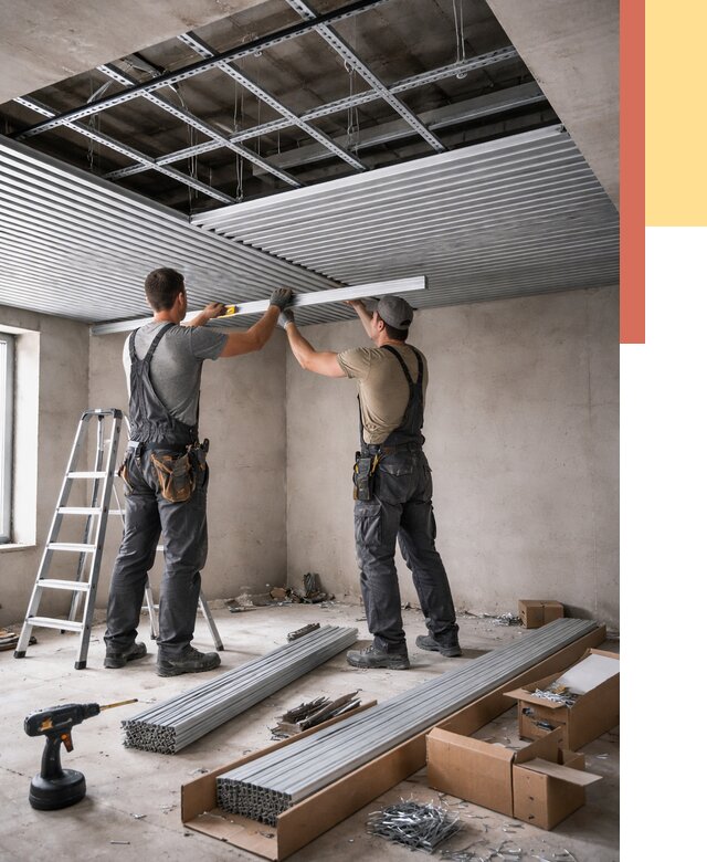 Монтаж реечного потолка в Озерске от 4564 руб. под ключ | ОТДЕЛОЧНИК-Озр