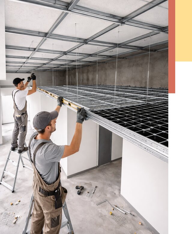 Монтаж потолка грильято в Озерске от 456 руб./м² — быстрая сборка под ключ | ОТДЕЛОЧНИК-Озр