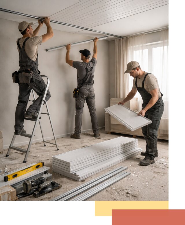 Монтаж потолка из ПВХ панелей в Озерске оперативно и качественно