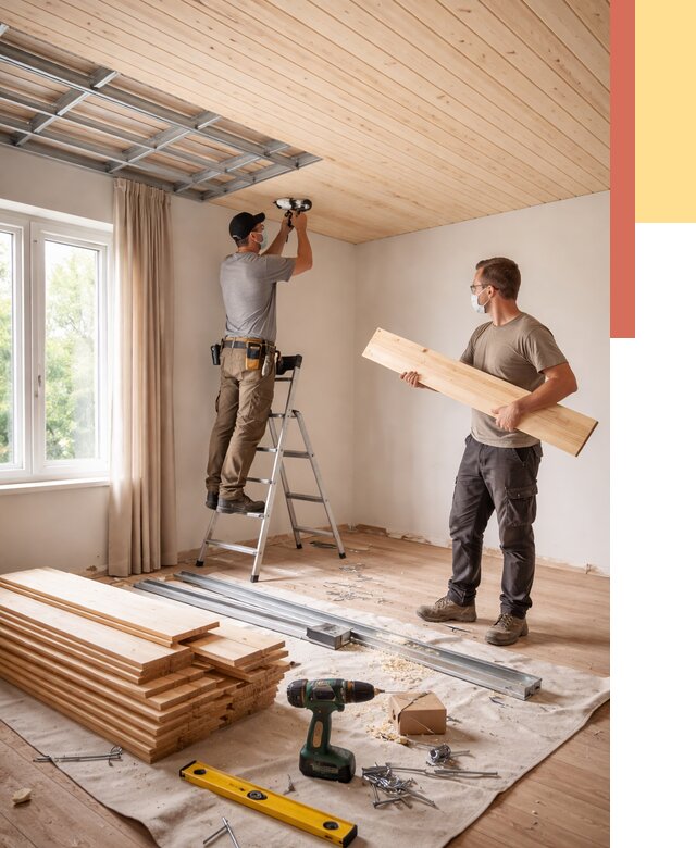 Монтаж потолка из вагонки в Озерске от 6592 руб. | Быстро и недорого — ОТДЕЛОЧНИК-Озр