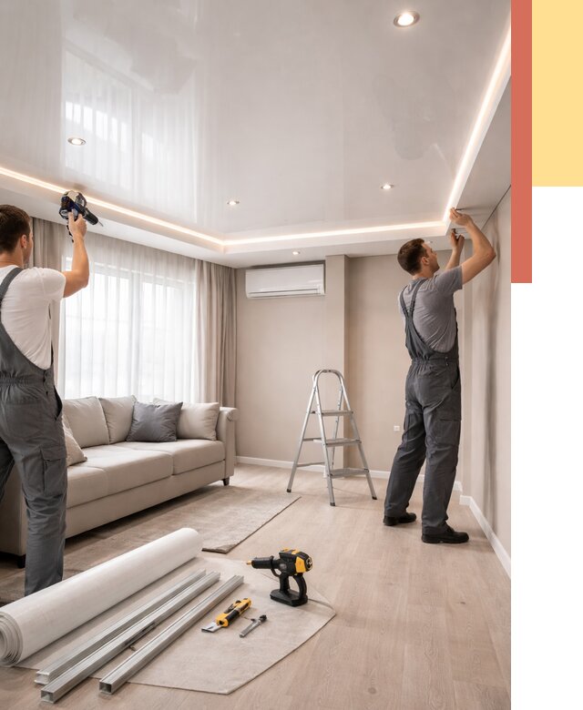 Монтаж глянцевого натяжного потолка в Озерске от 761 руб. под ключ | ОТДЕЛОЧНИК-Озр