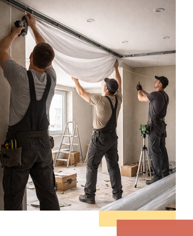 Монтаж парящего натяжного потолка под ключ в Озерске