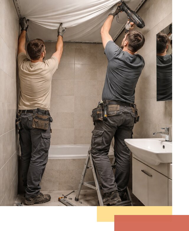 Монтаж натяжного потолка в ванной в Озерске быстро и качественно