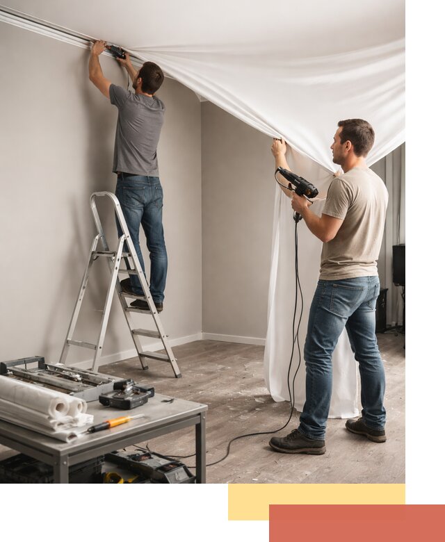 Монтаж натяжного потолка в студии в Озерске