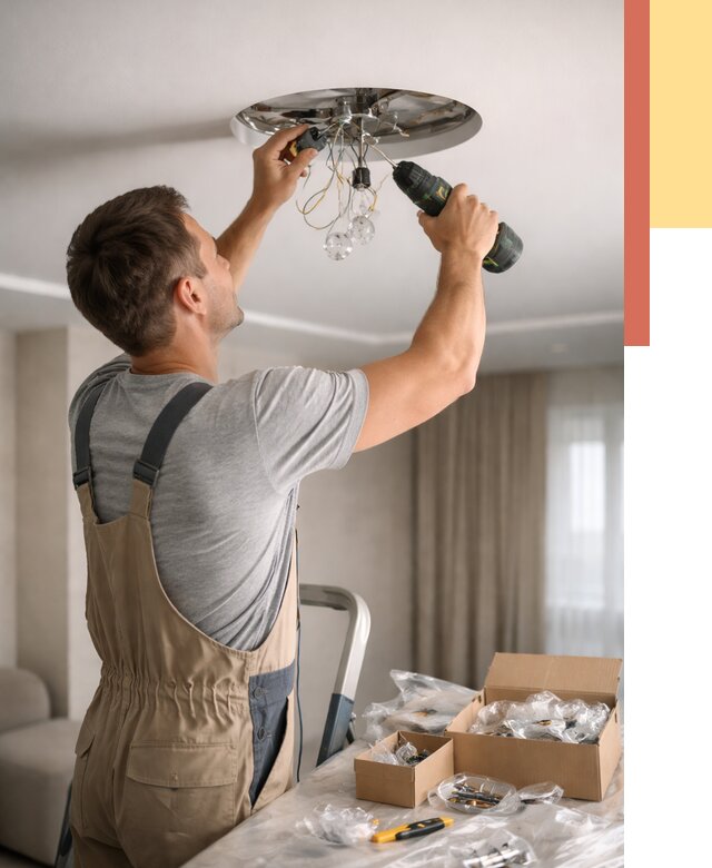 Установка люстры в натяжной потолок в Озерске от 1217 руб. | Быстро и недорого — ОТДЕЛОЧНИК-Озр