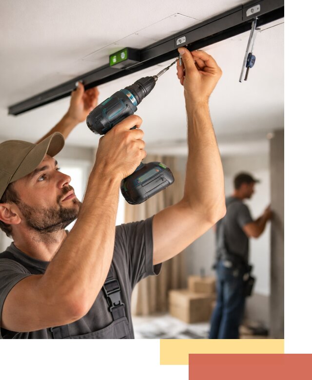 Установка трековых светильников в натяжной потолок в Озерске